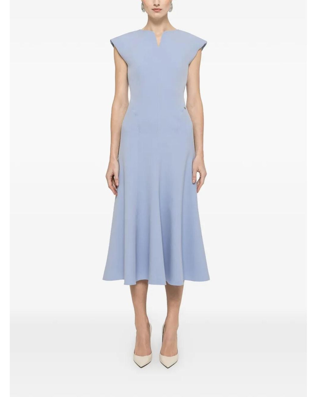 Nissa Blue A-Line Midi Dress