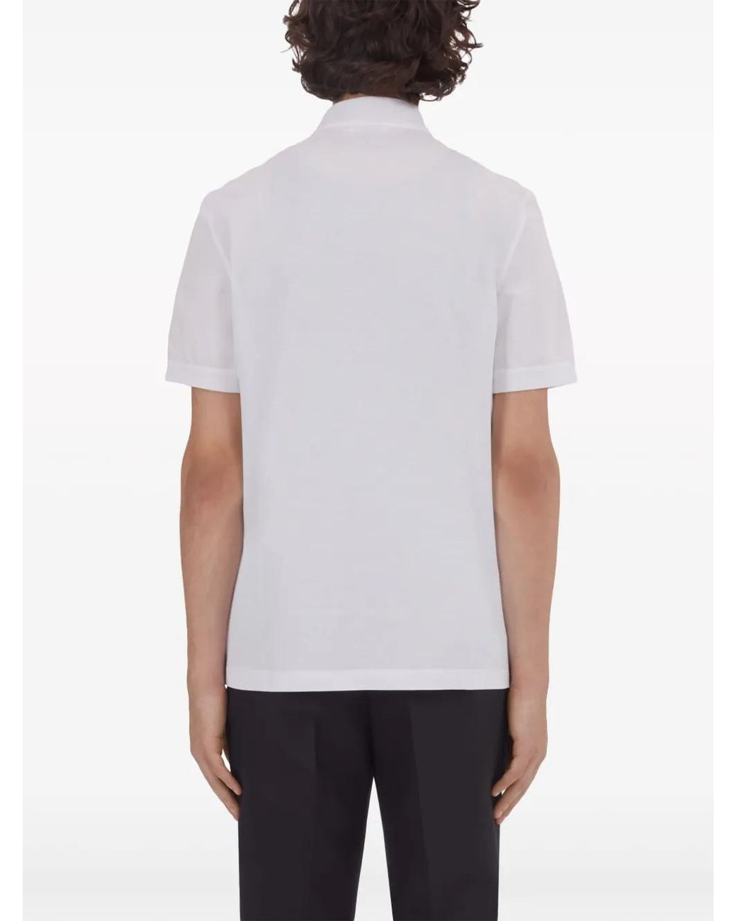 Ferragamo White Piquet Cotton Polo Shirt for men