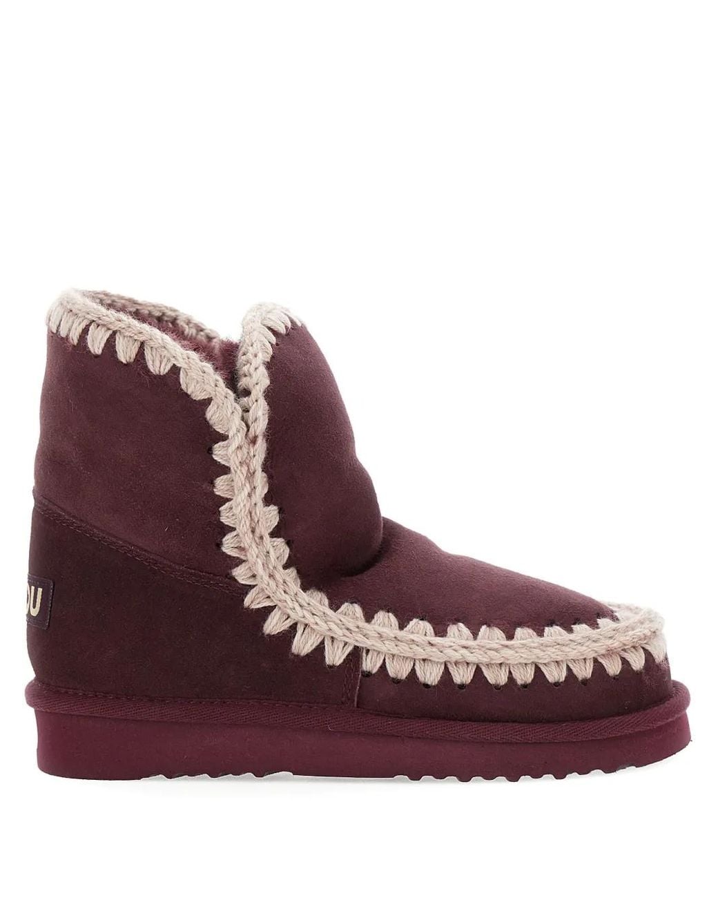 Mou Purple Crochet-Trimmed Suede Boots