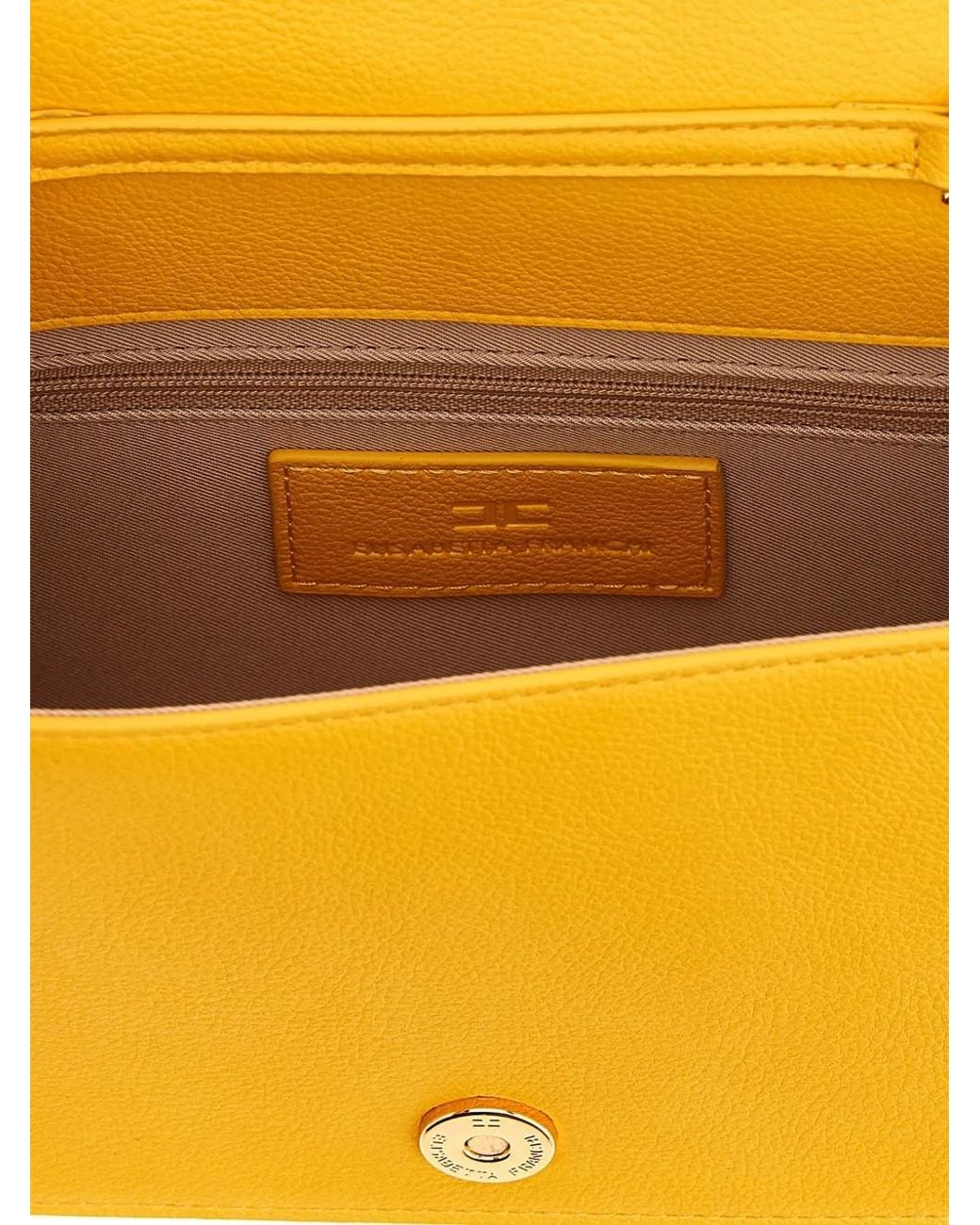 Elisabetta Franchi Yellow Logo-Plaque Chain-Strap Shoulder Bag