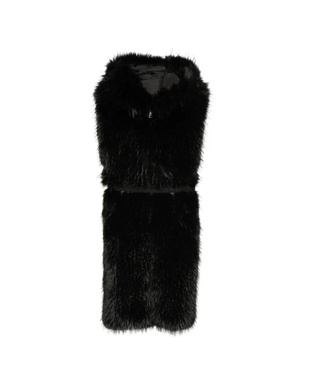 Moncler Black Faux-Fur Hooded Gilet