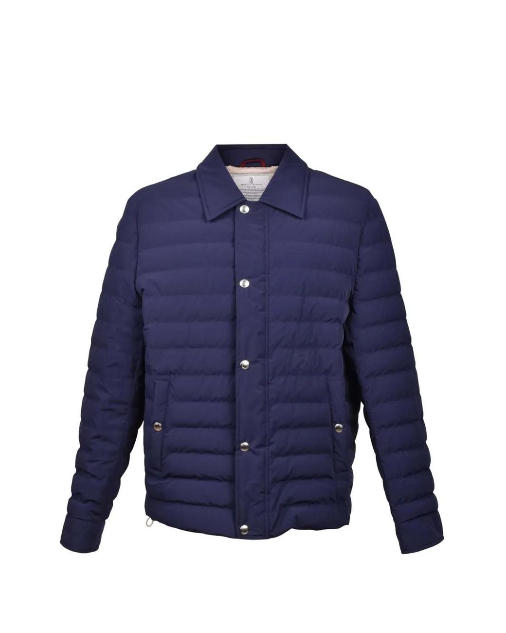 Brunello Cucinelli Blue Quilted Classic-Collar Jacket for men