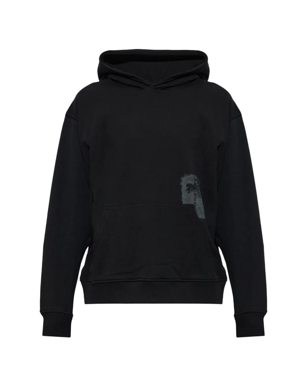 Palm Angels Black Palm-Print Hoodie for men