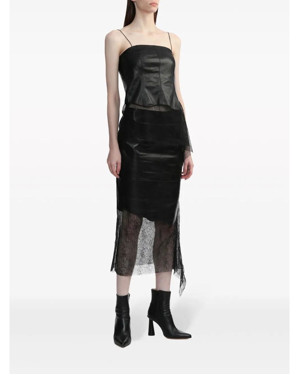 Helmut Lang Black Sheer Leather Top