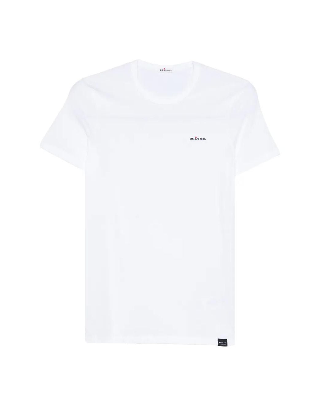 Kiton White Logo-Embroidered T-Shirt for men