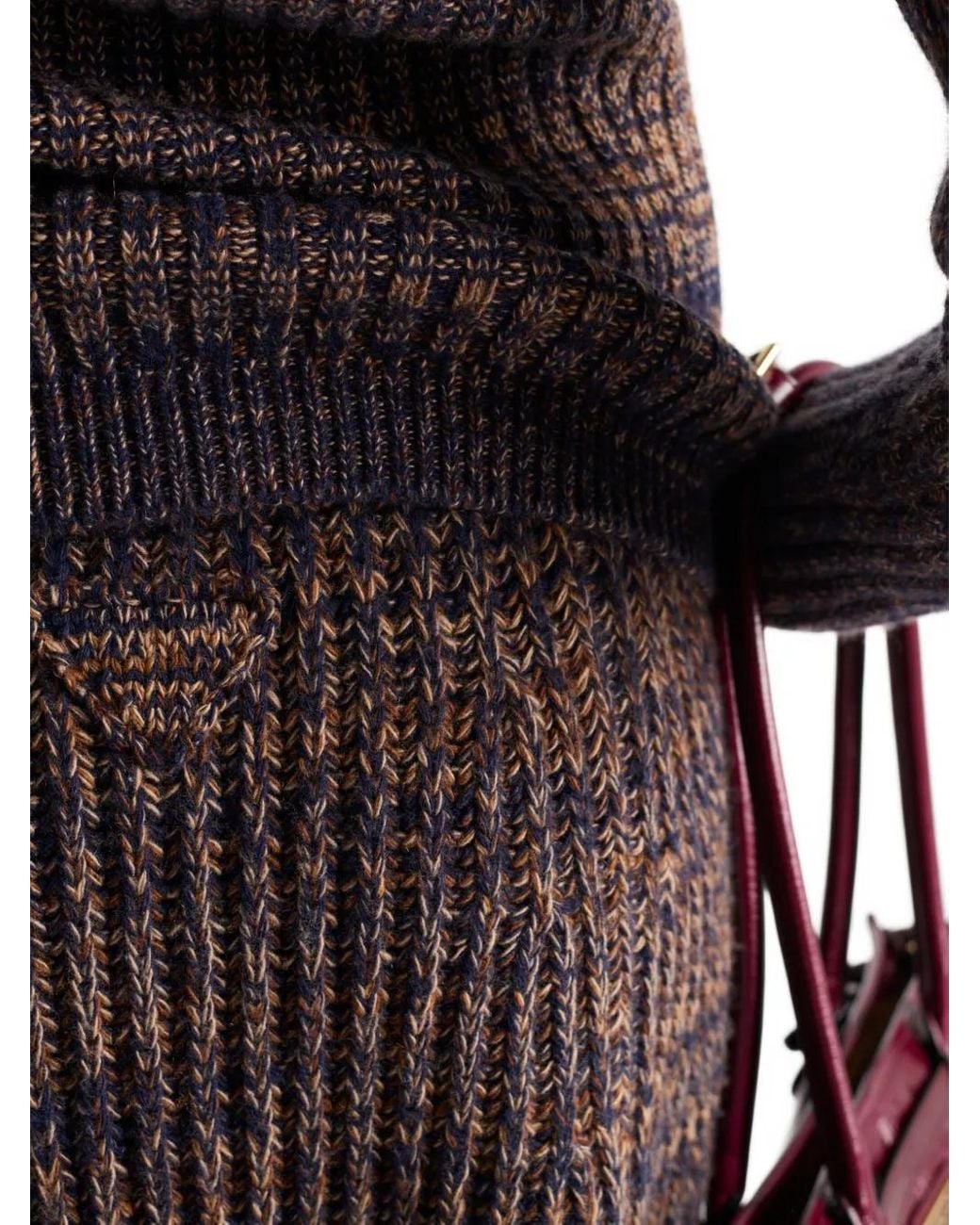 Prada Purple Ribbed Flared Knit Midi Skirt