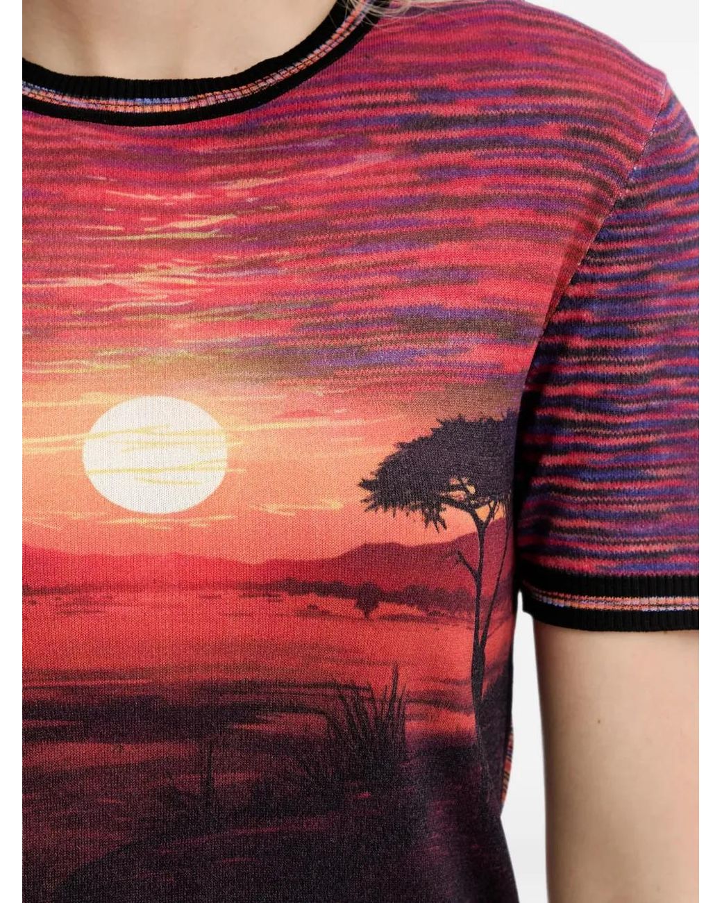 Desigual Red Sunset-Print T-Shirt