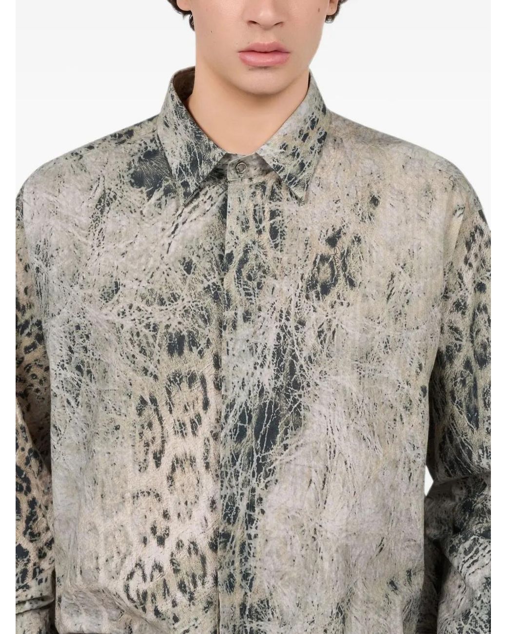 Camicia Leopardata di Roberto Cavalli in Gray da Uomo