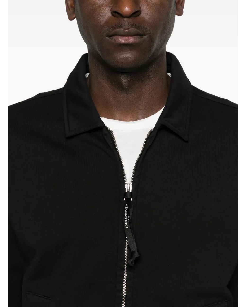C P Company Black Sweat Zippé À Détail De Lentille for men