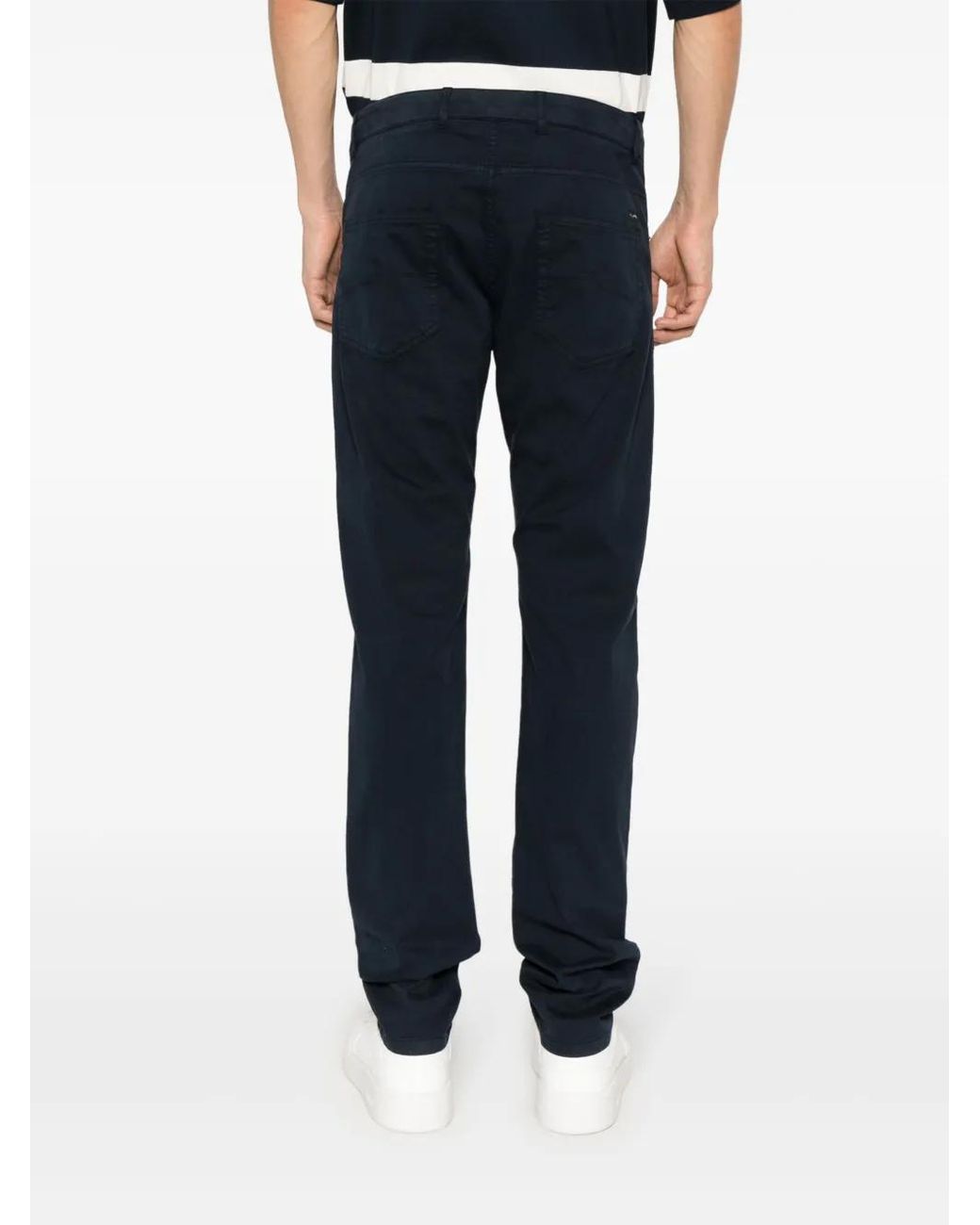 Paul & Shark Blue Logo-Charm Twill Chinos for men