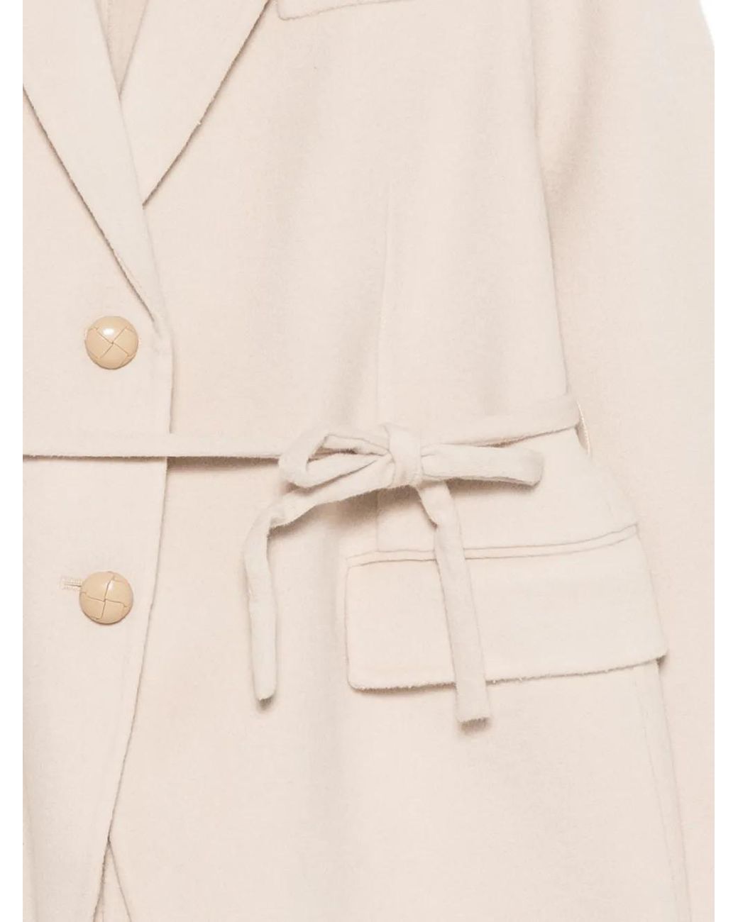 Semicouture Natural Belted Wool Coat