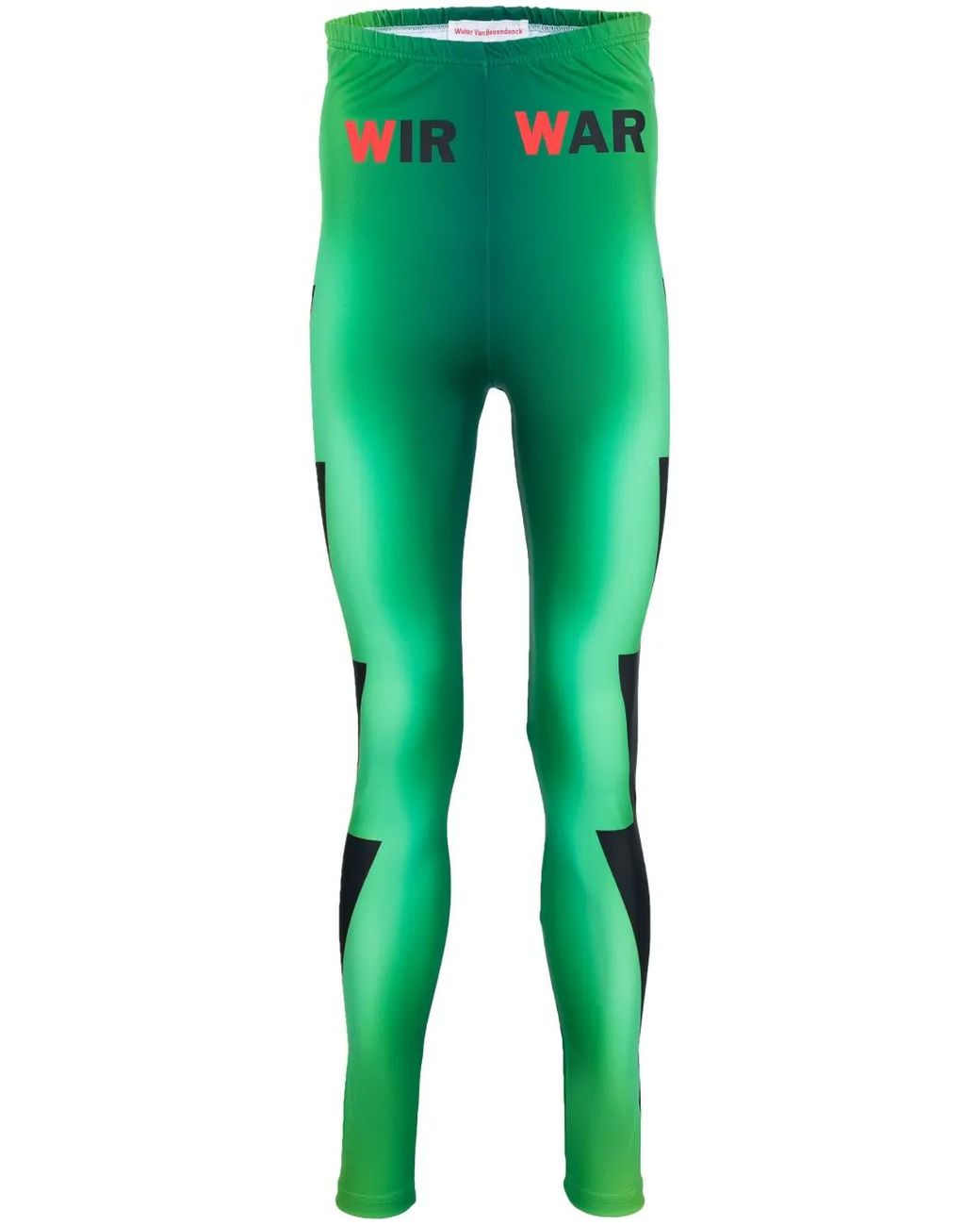 Walter Van Beirendonck Green Sun-Print Bike Leggings for men