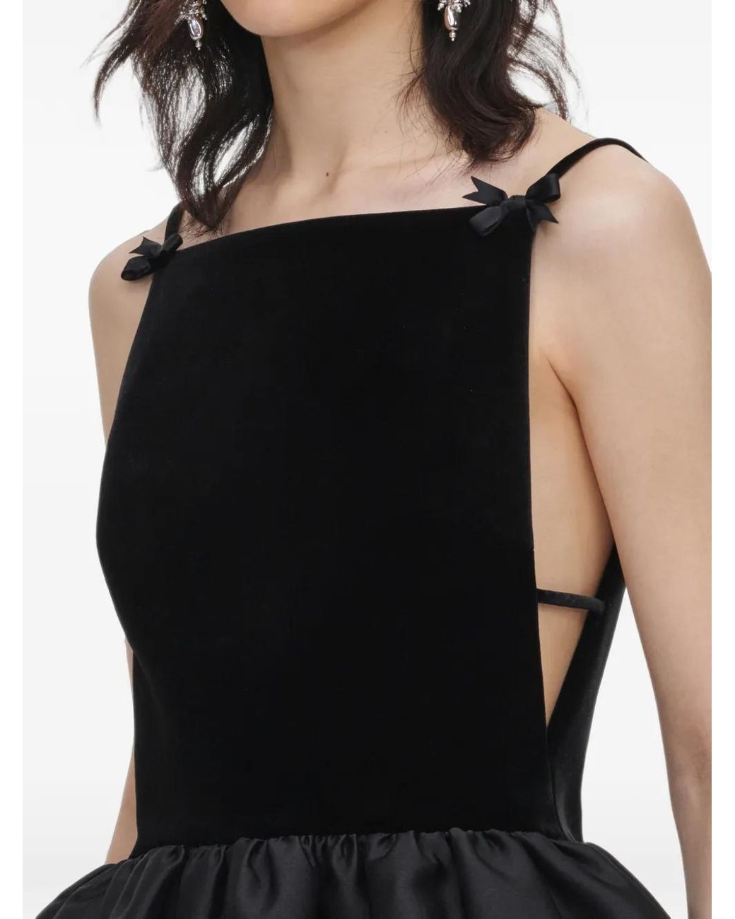 Self-Portrait Black Bubble-Hem Top