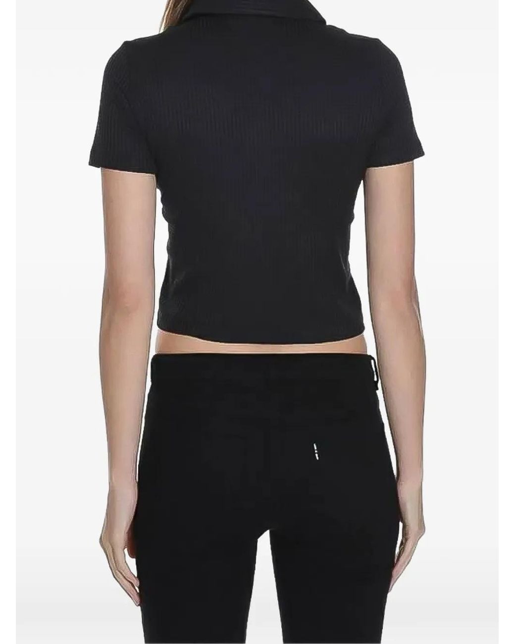 Reebok Black Melody Ehsani Zip Ribbed Polo Top