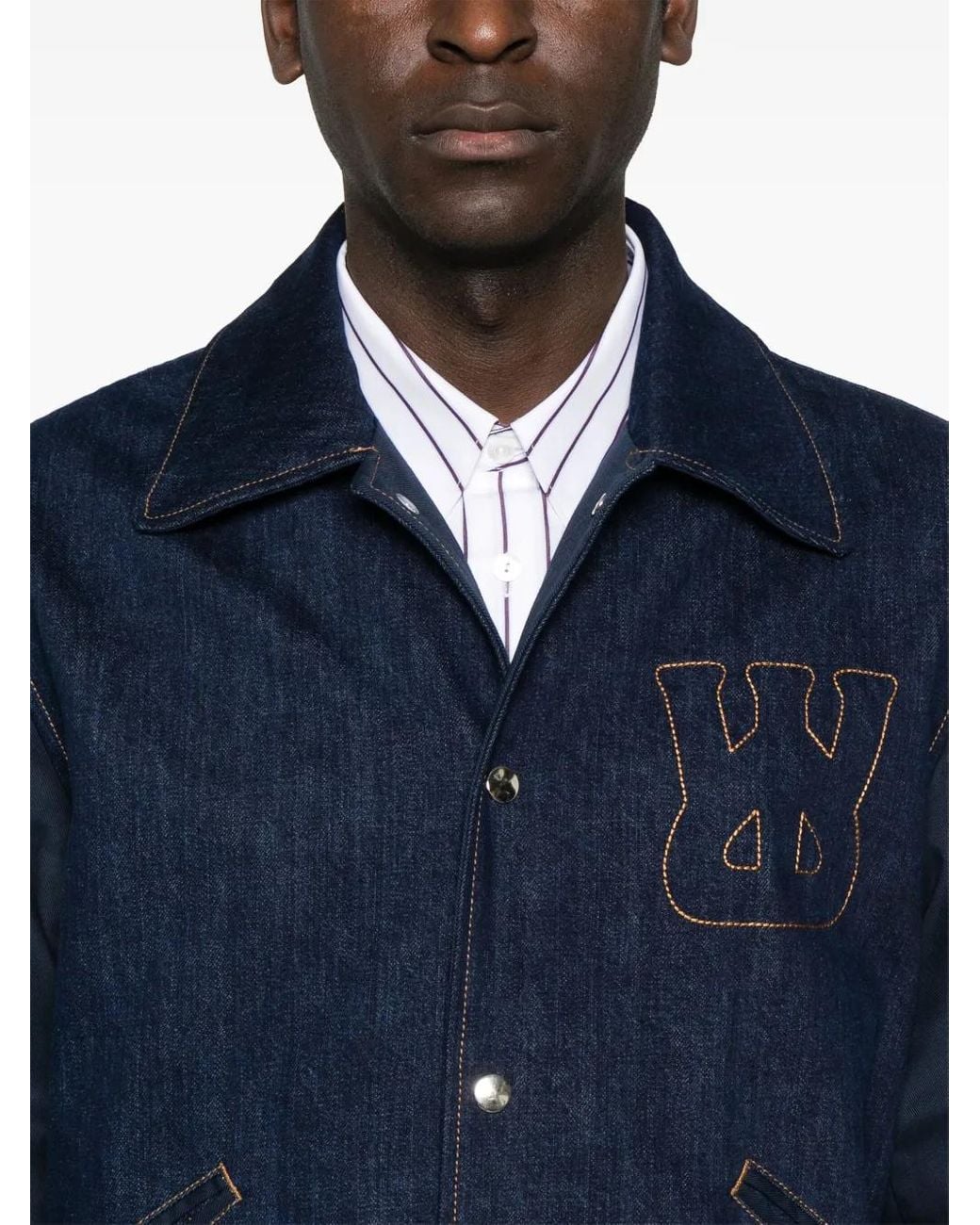 Wales Bonner Blue Echo Varsity Jacket for men
