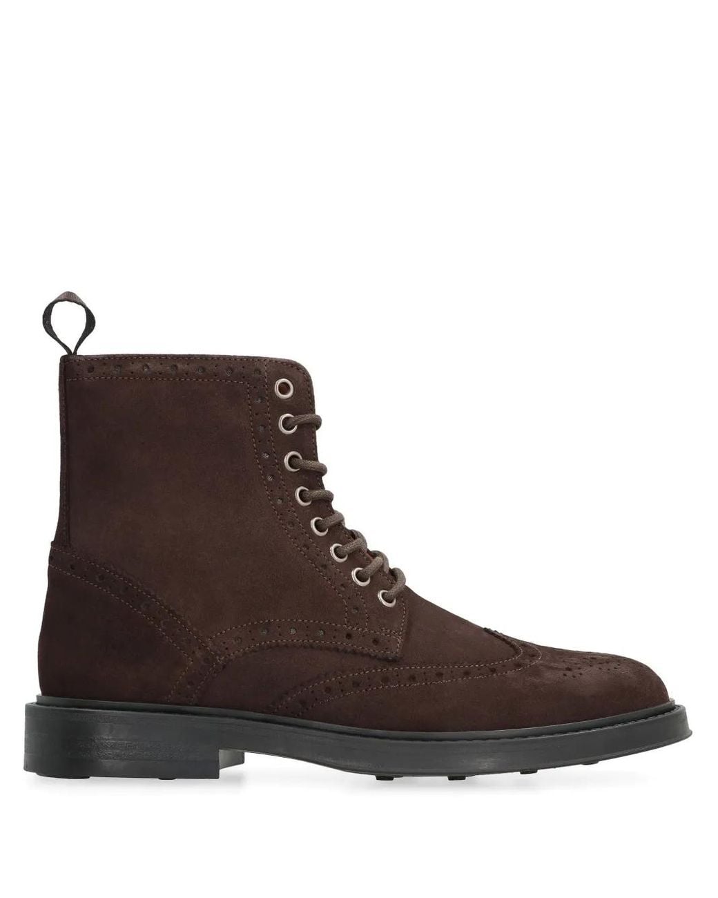 Bruno Magli Brown Brogued Suede Ankle Boots for men