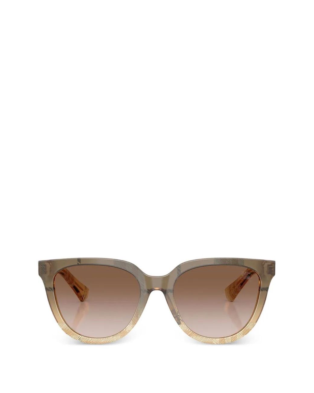 Burberry Natural Checked Round-Frame Sunglasses