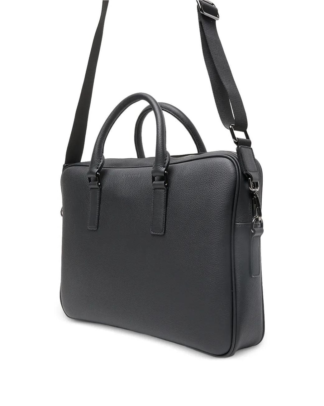 Peserico Black Grained Leather Briefcase for men