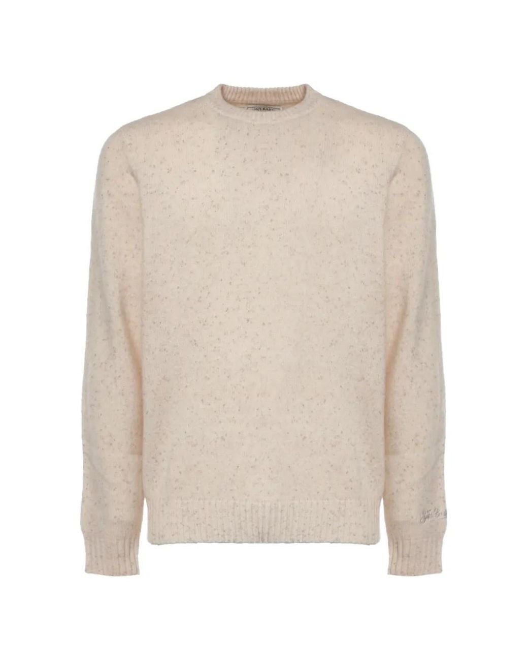 Mc2 Saint Barth White Regent Wool Blend Donegal Knit Crewneck for men