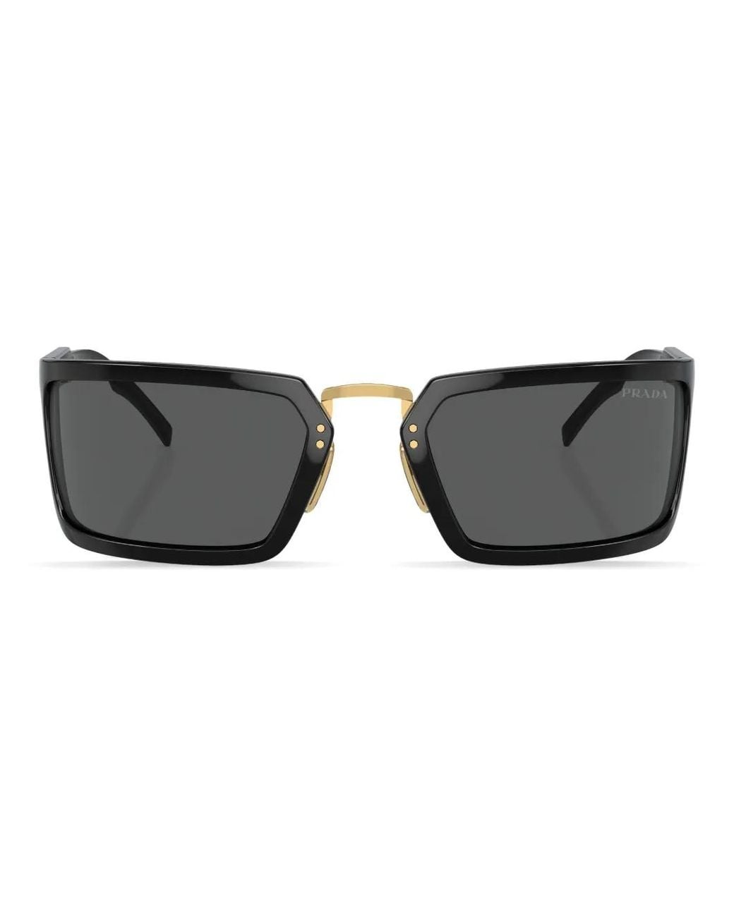 Prada Black Logo-Lettering Wraparound Sunglasses for men