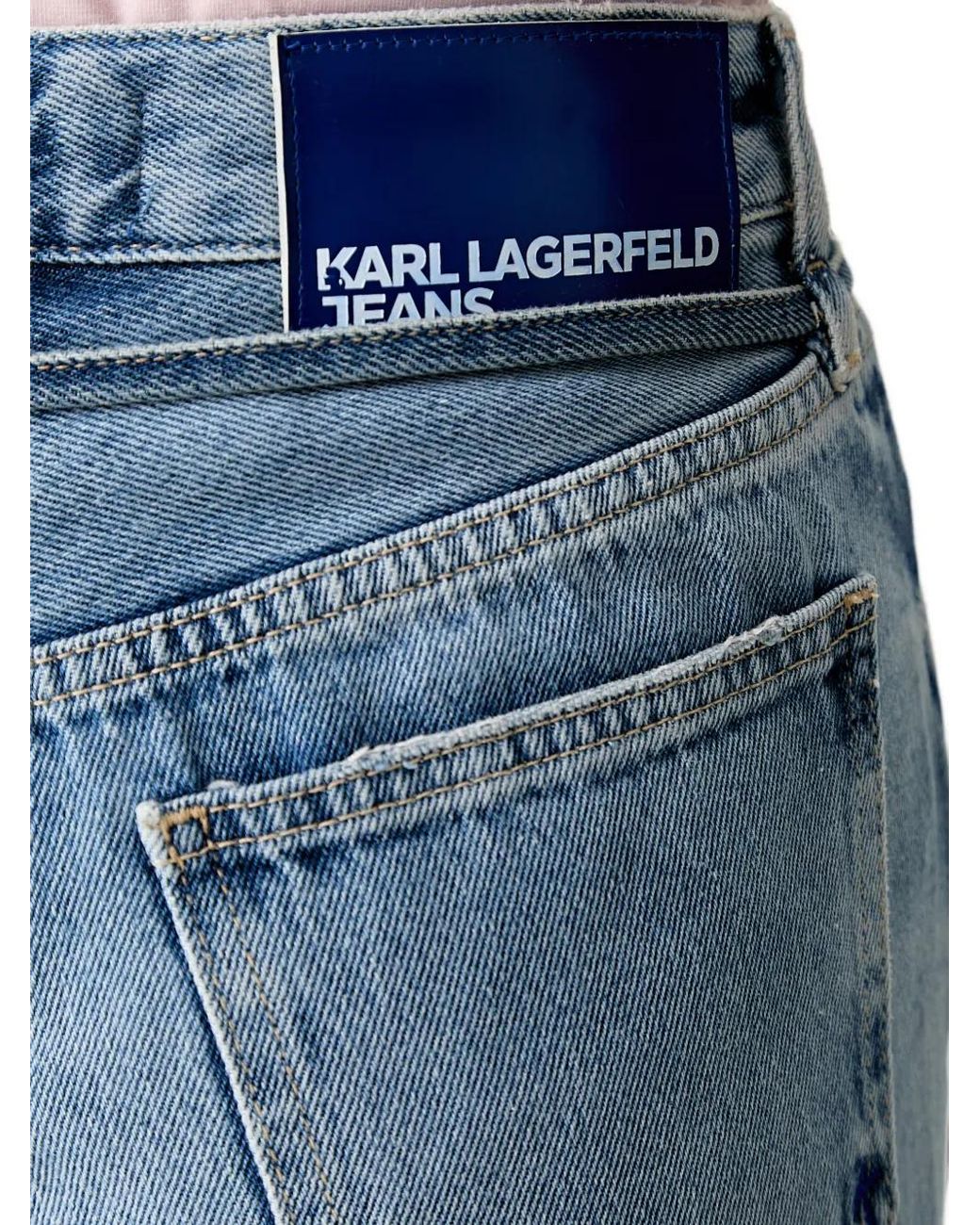 Karl Lagerfeld Blue Tie-Fastening Wide-Leg Jeans