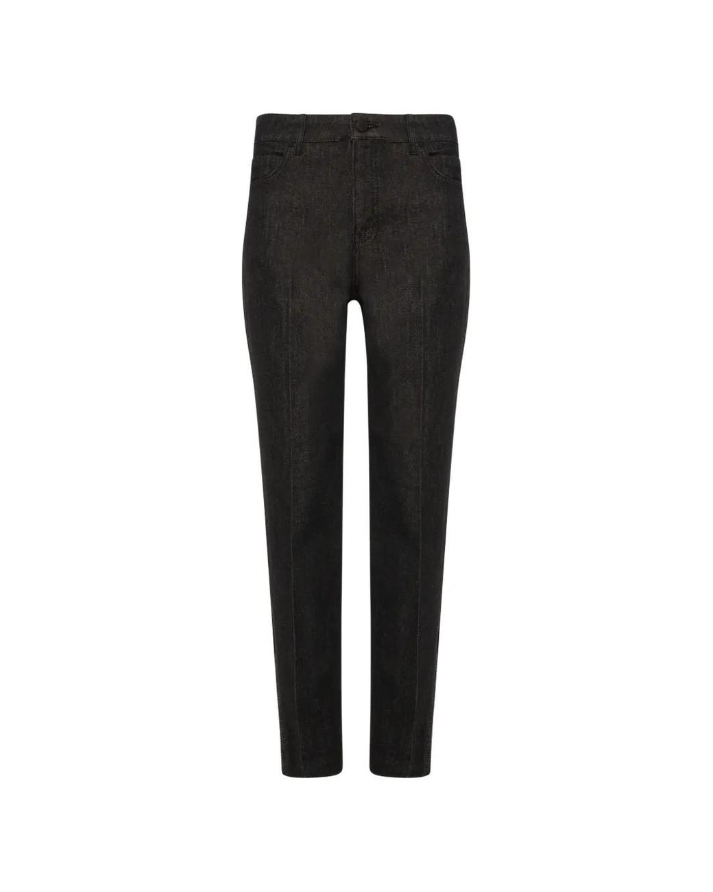 Fracomina Black Lace-Panelled Pressed-Crease Jeans