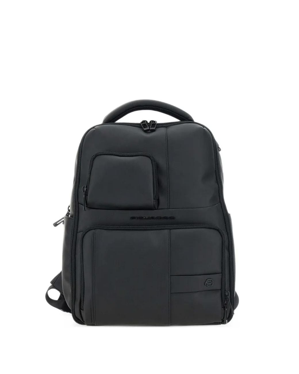 Piquadro Black Wollem Rubberised-Effect Backpack for men