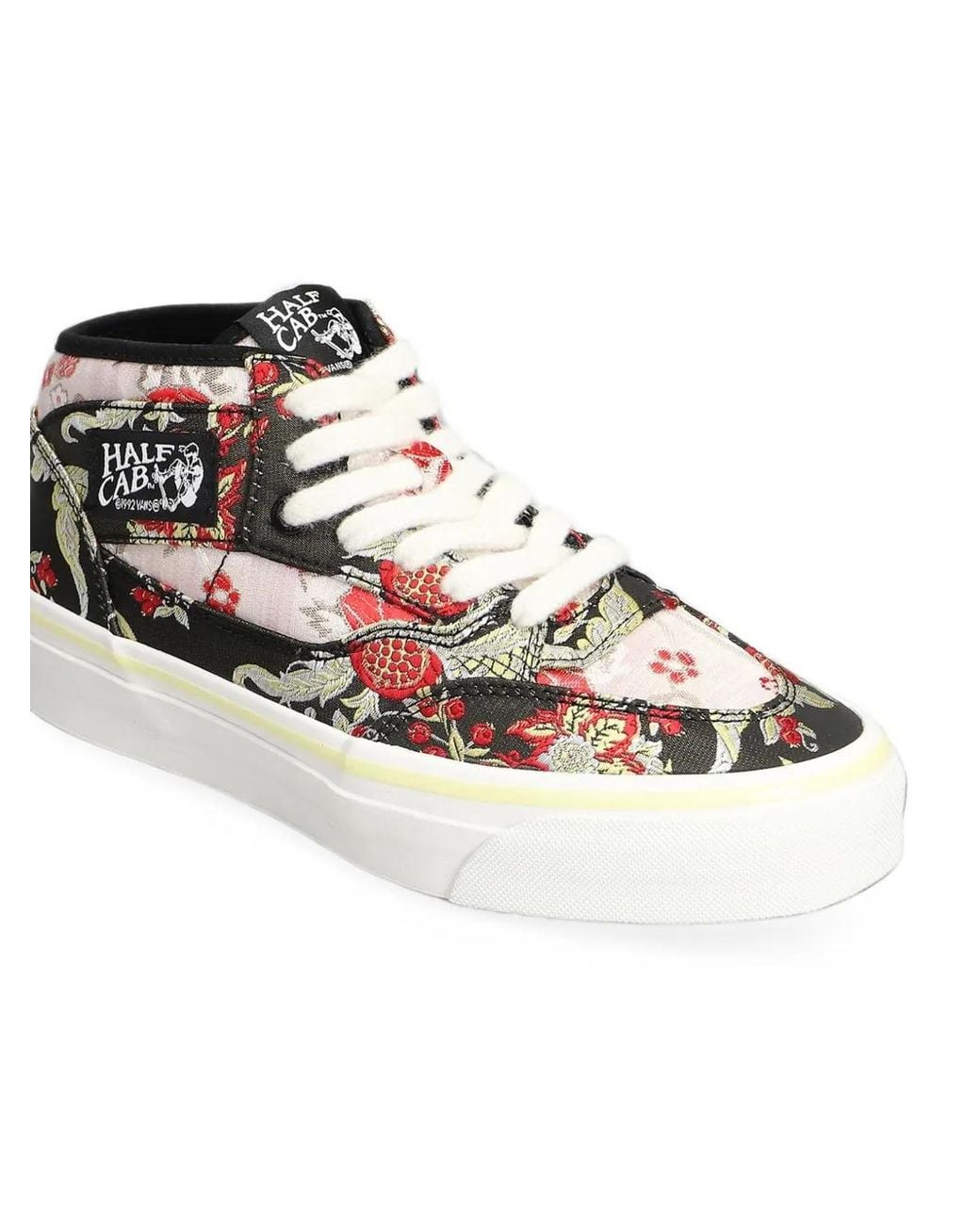 Vans White Half Cab Floral-Jacquard Sneakers