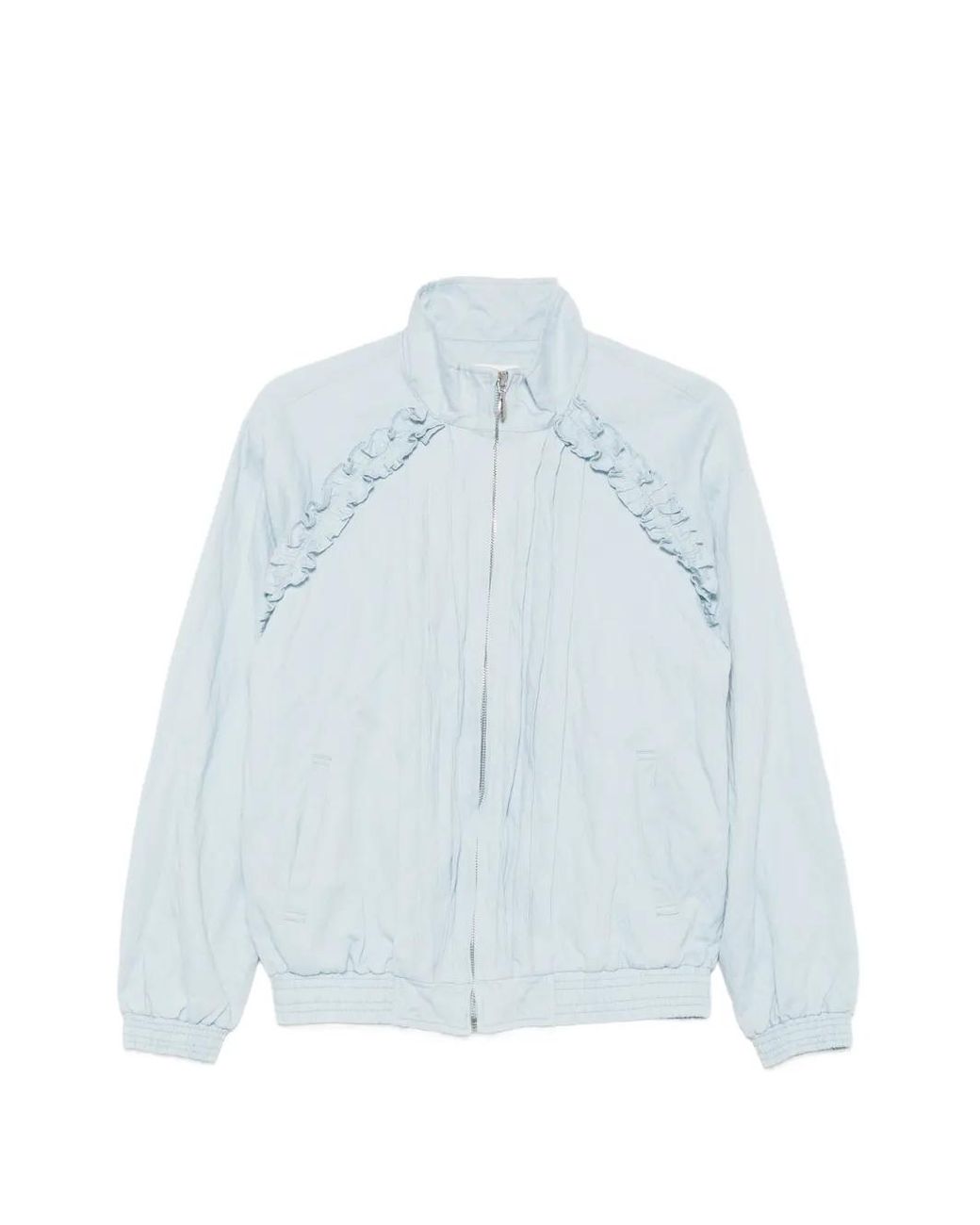 ShuShu/Tong Blue Ruffled Crinkle-Effect Jacket