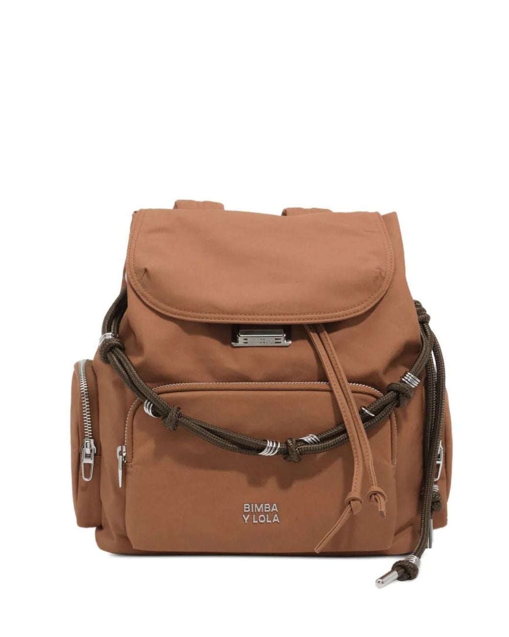 Bimba Y Lola Brown Large Light Cotton Pocket Backpack