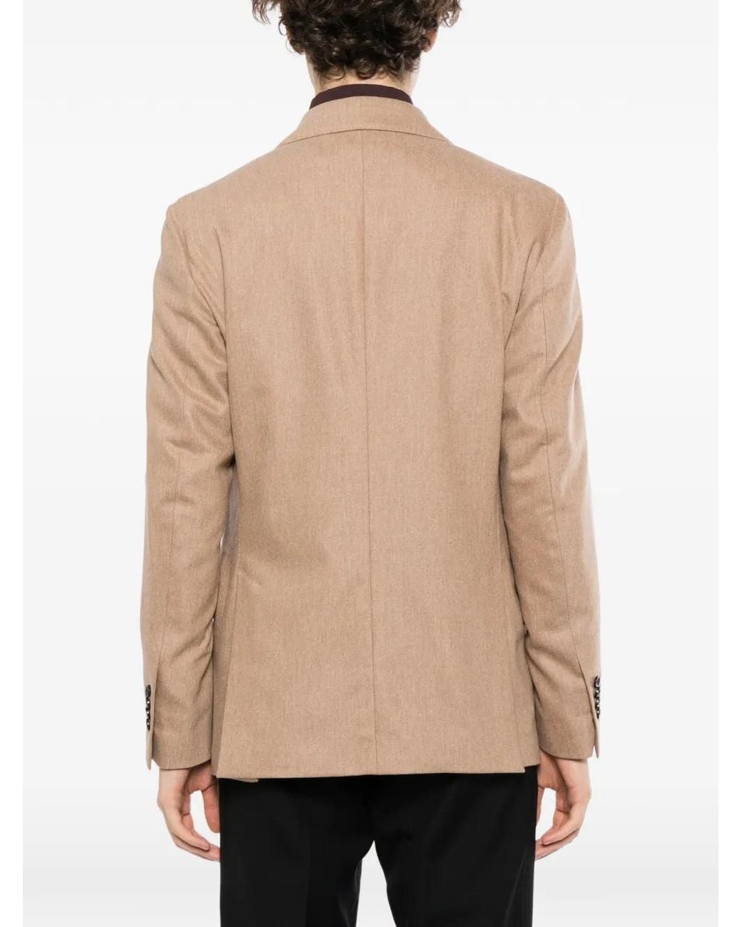 Lardini Natural Double-Breasted Peak-Lapels Blazer for men