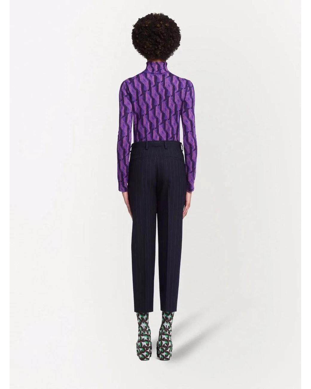 Prada Blue Pinstripe-Pattern Tailored Trousers