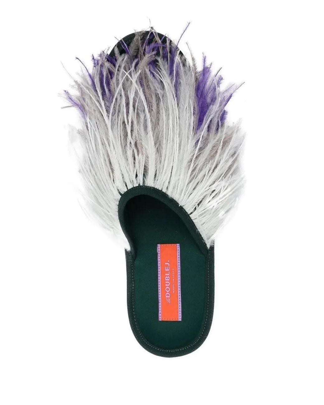 LaDoubleJ White Feather-Detail Slippers