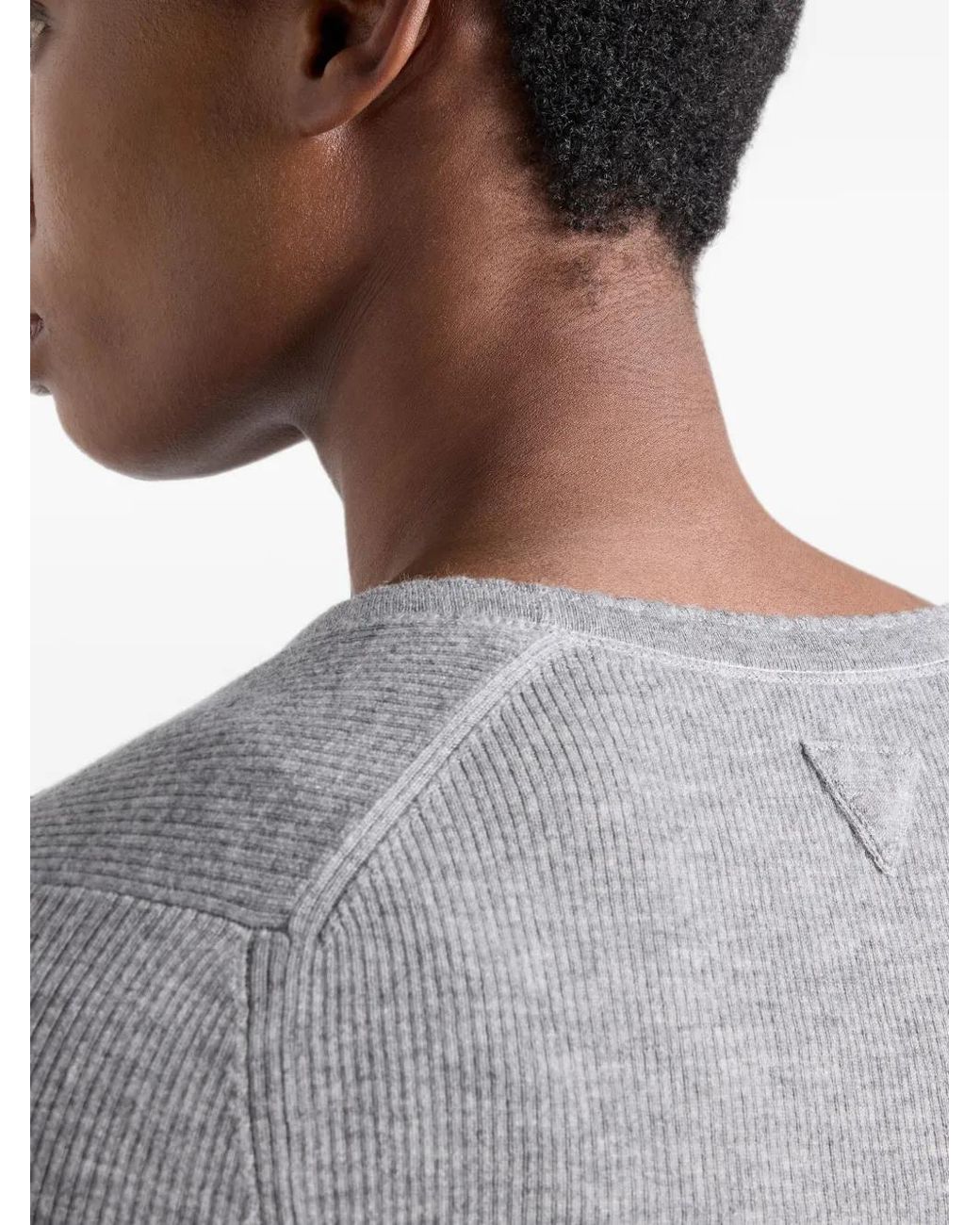 Prada Gray Ribbed Cashmere Cardigan