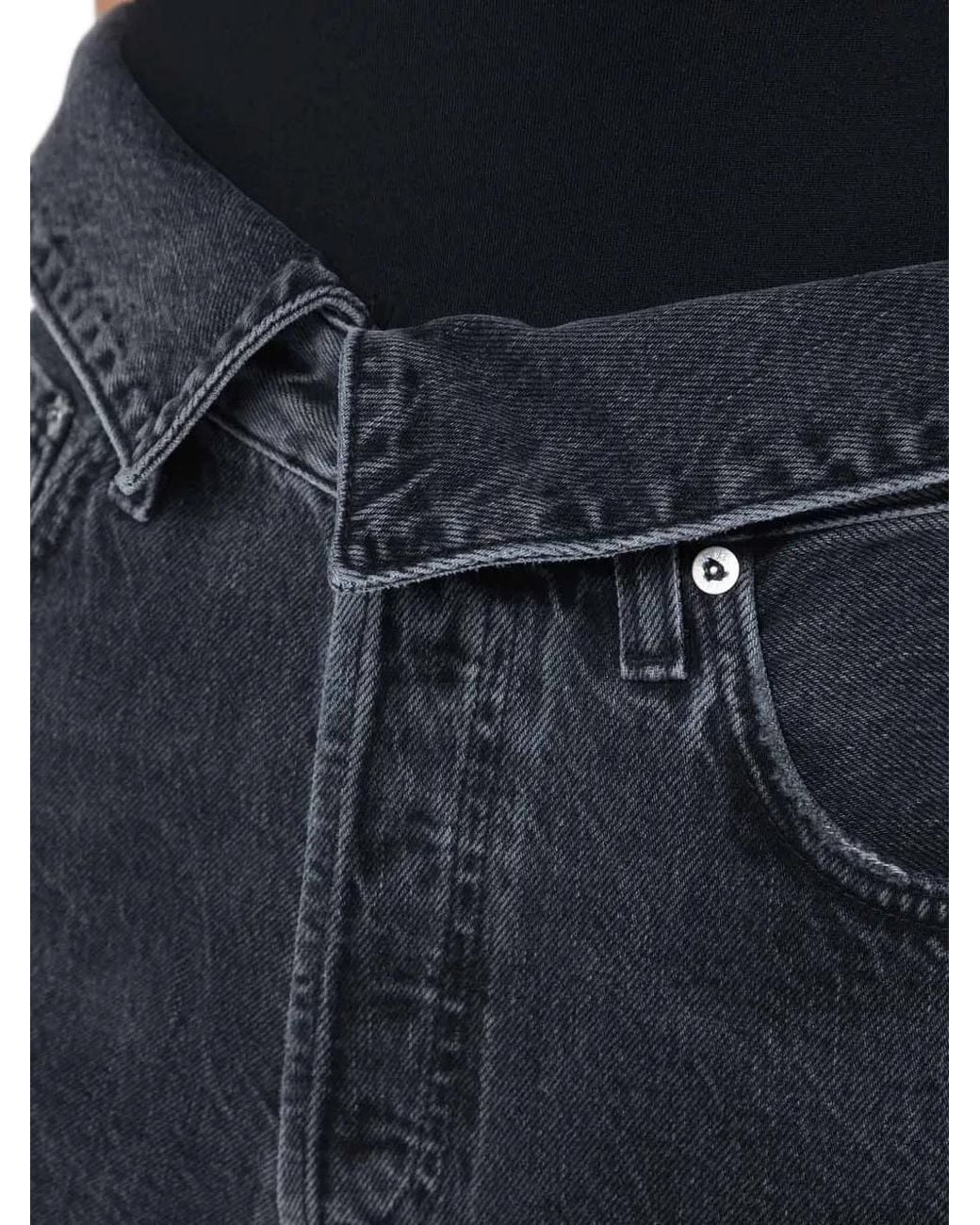 Agolde Blue Echo Fold-Over Straight-Leg Jeans