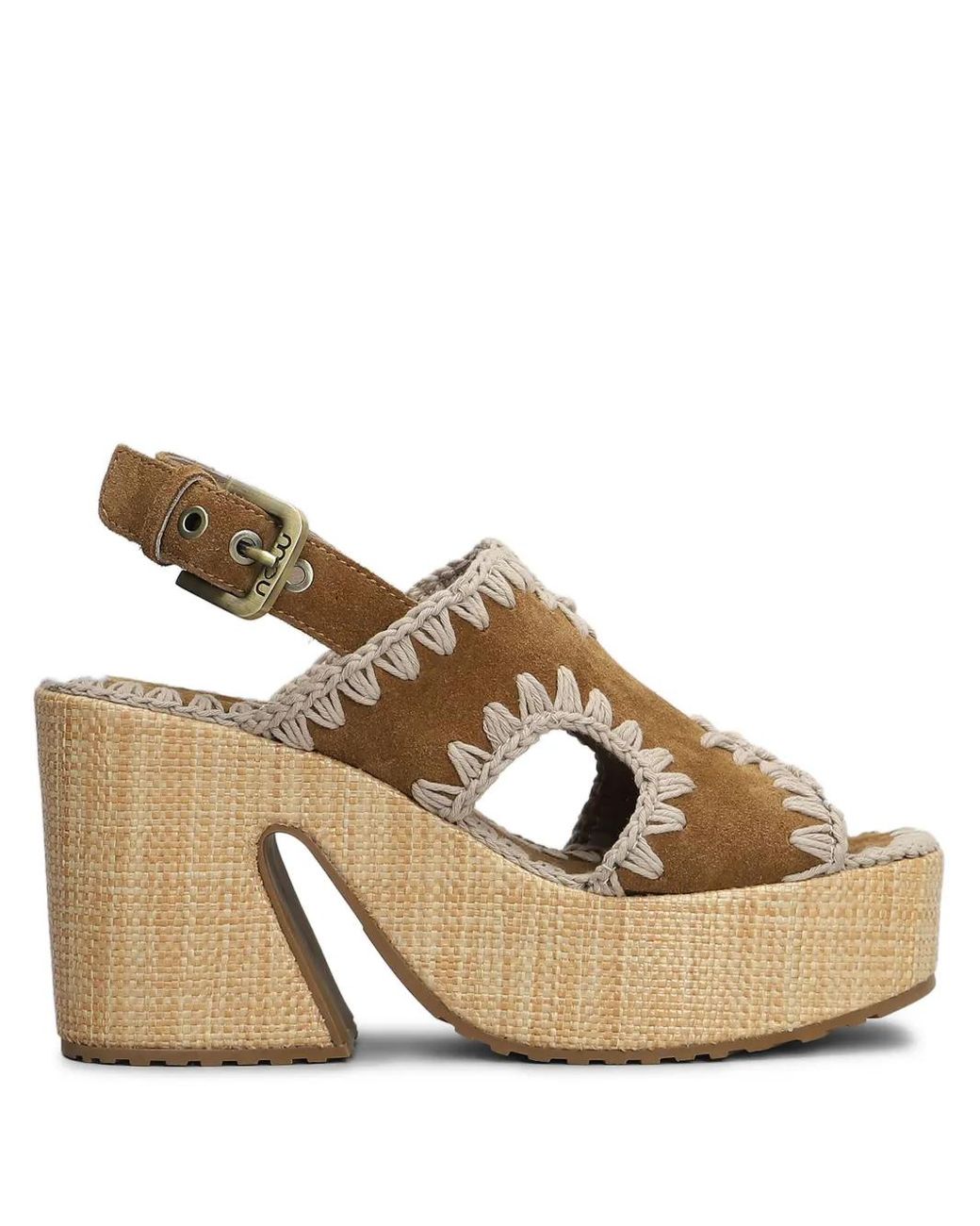 Mou Metallic 100Mm Raffia Platform Sandals