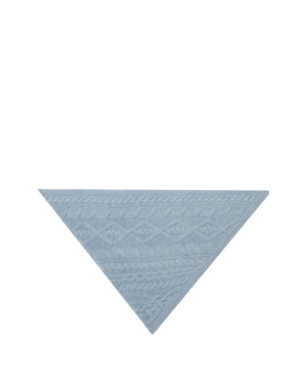 Bompard Blue Sacha Cable-Knit Triangle Scarf