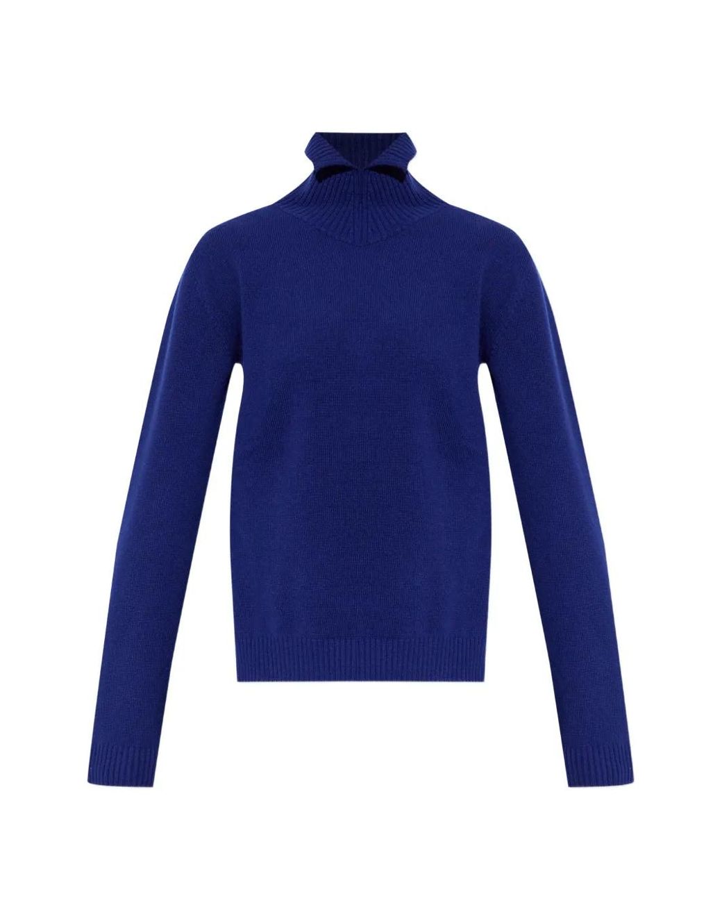 Jil Sander Blue Ribbed-Collar Sweater