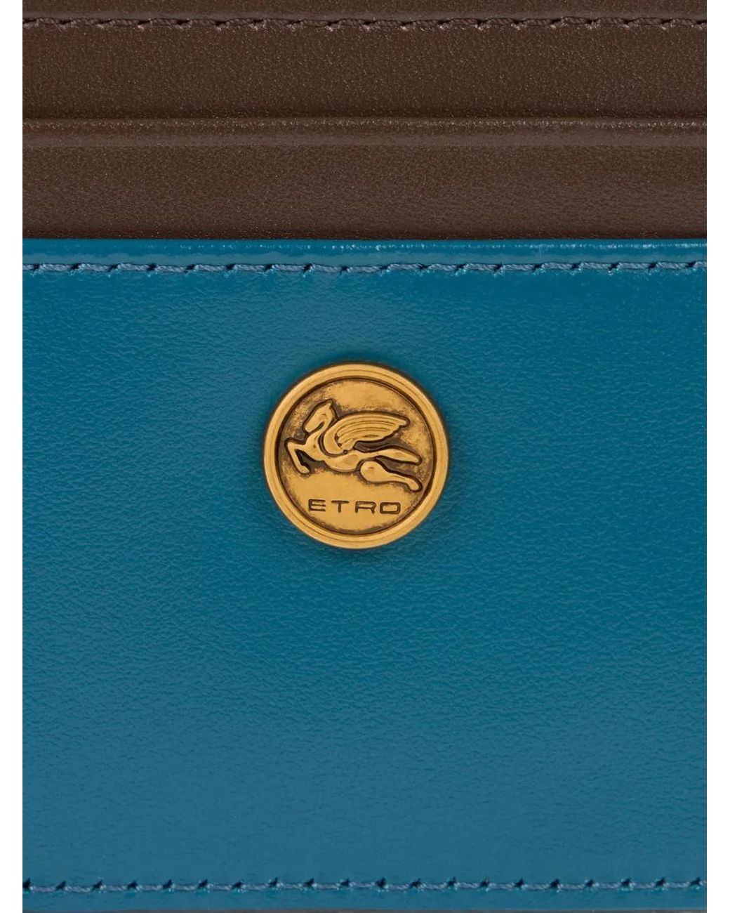 Etro Blue Pegaso-Plaque Cardholder