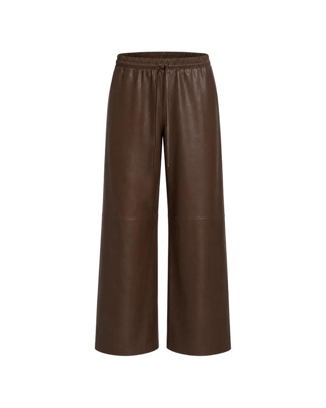 SPRWMN Brown Pantalon Palazzo Kauai En Cuir