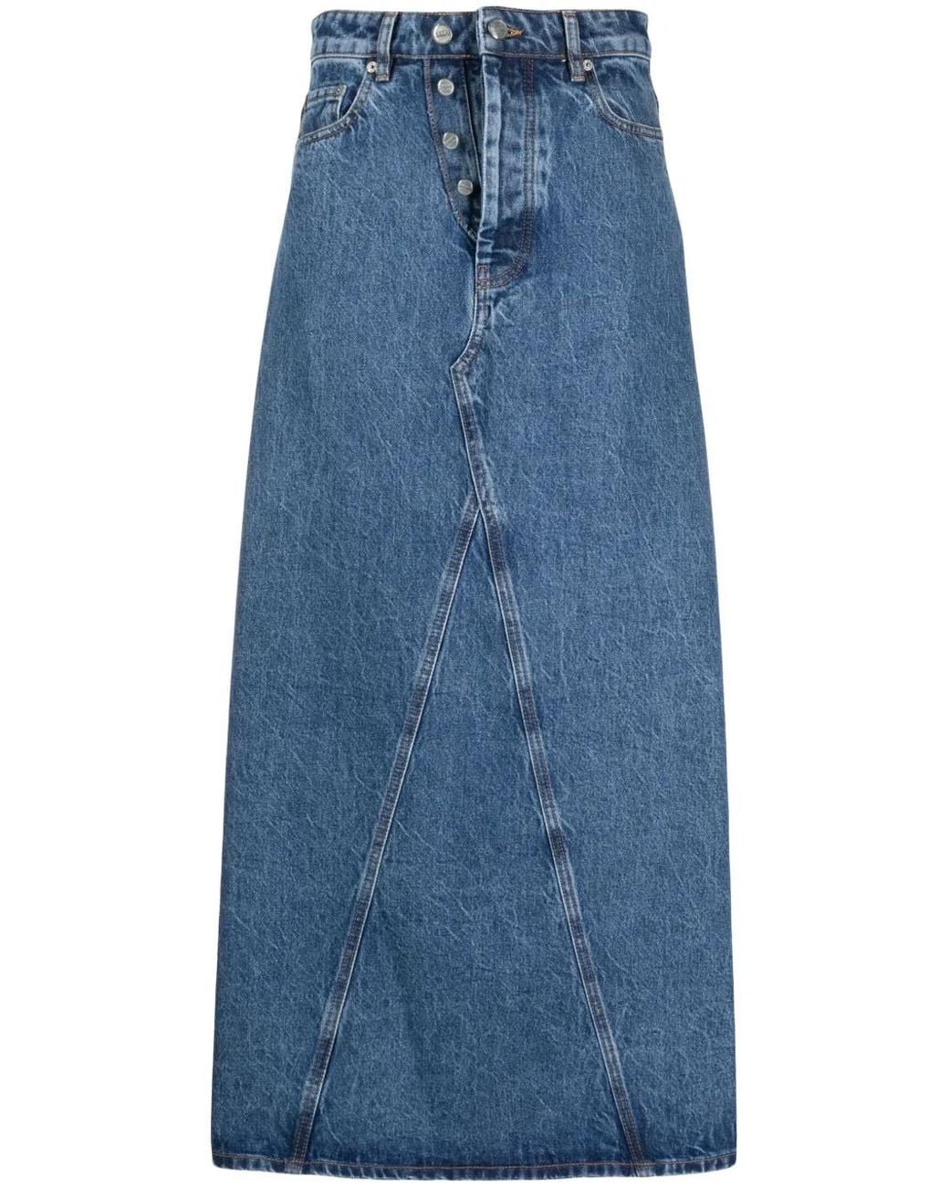 Ganni Blue High-Waisted Denim Maxi Skirt