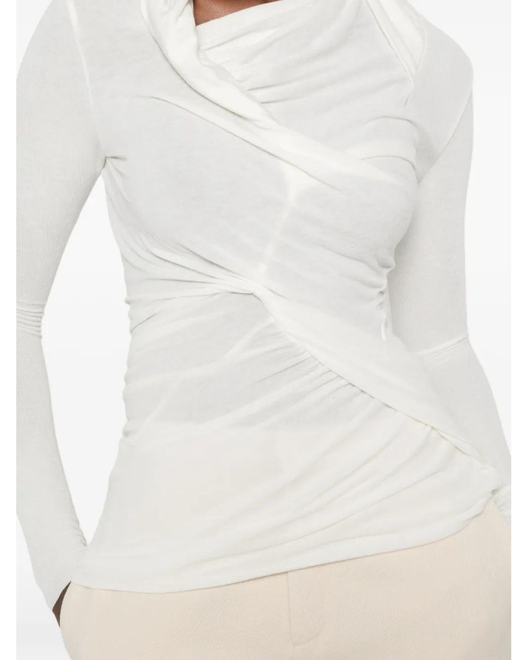 Source Unknown White Folgore Asymmetric Draped Top