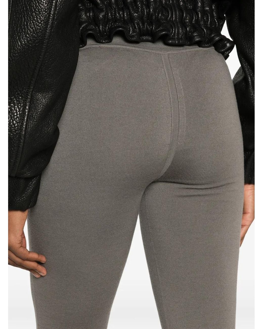 Rick Owens Gray High-Waisted Knitted Legging
