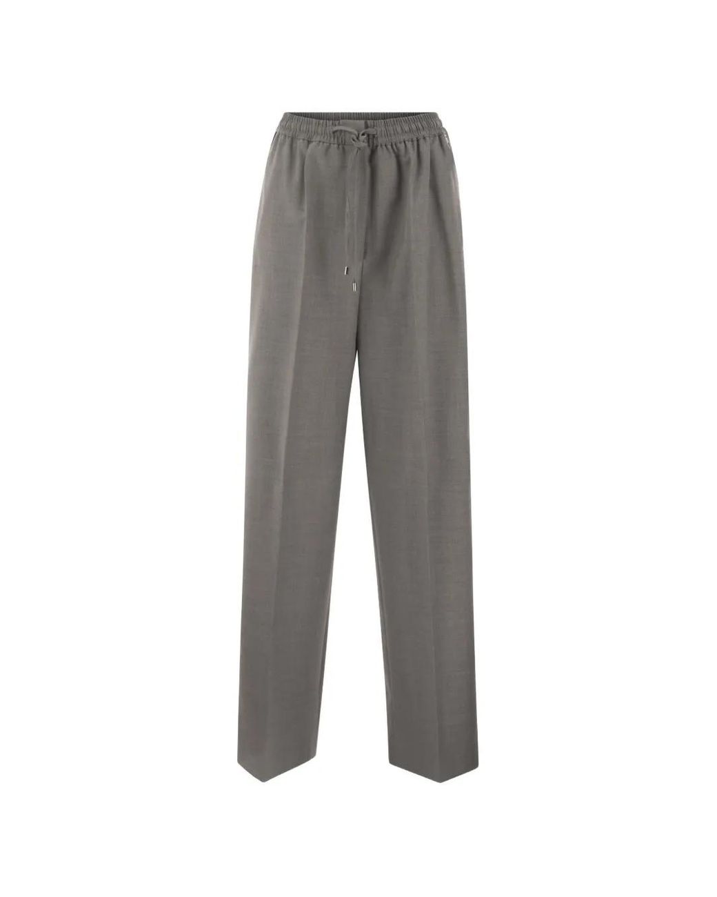 Sportmax Gray Drawstring Side-Stripe Trousers