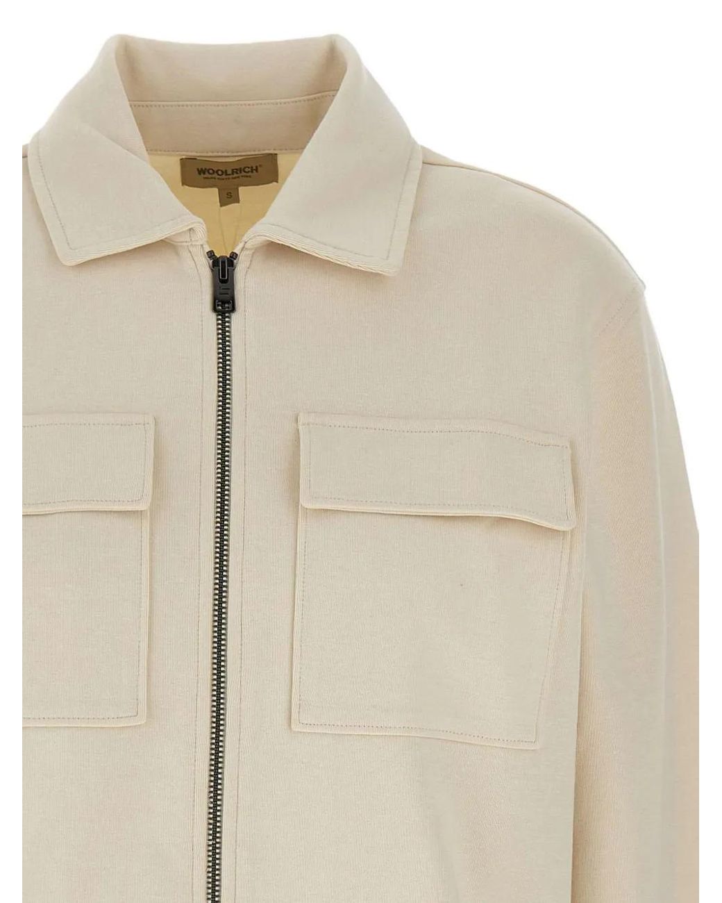 Woolrich Natural Two-Way Zip Pocket Sweatshirt