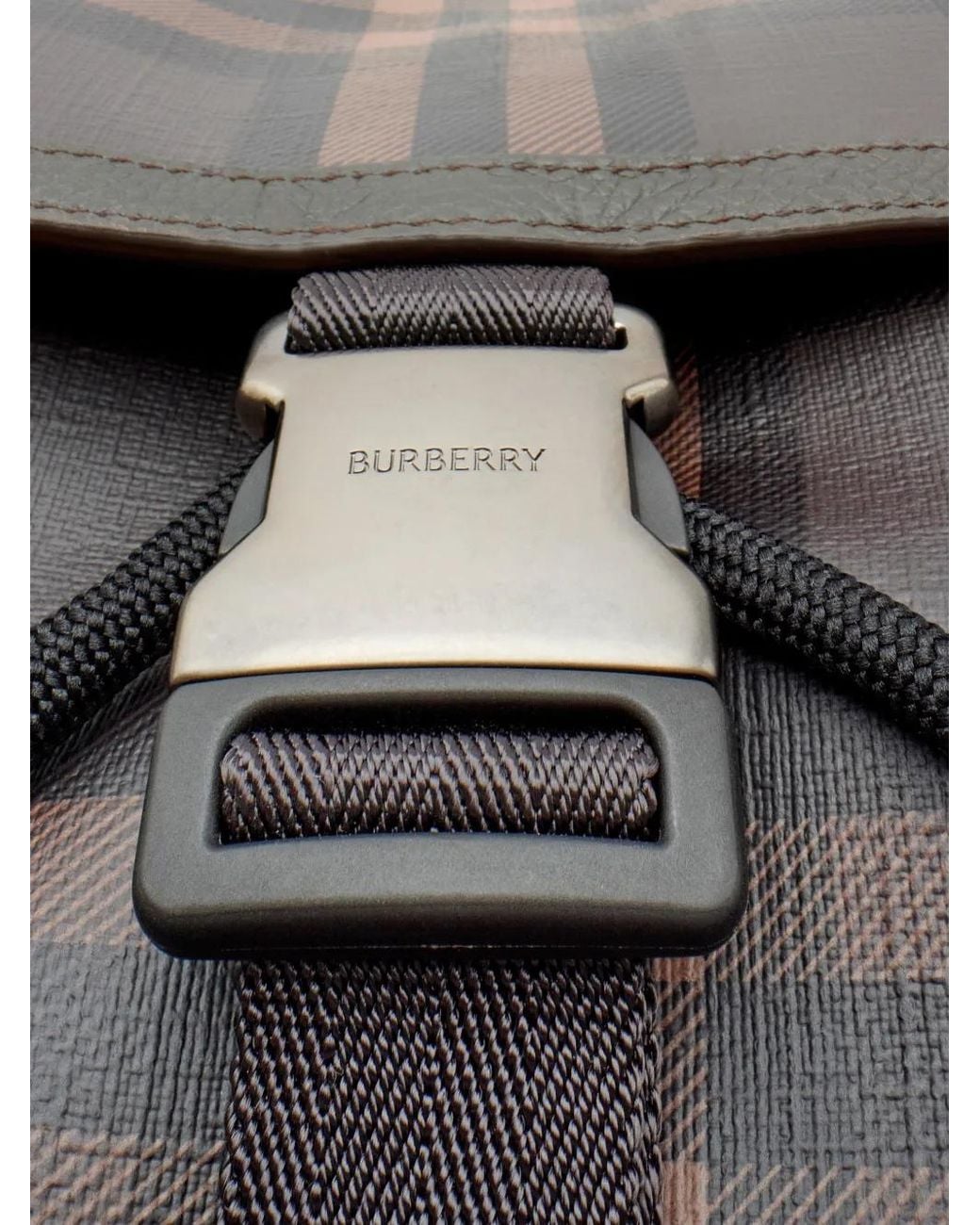 Burberry Black City Check Clip Backpack for men