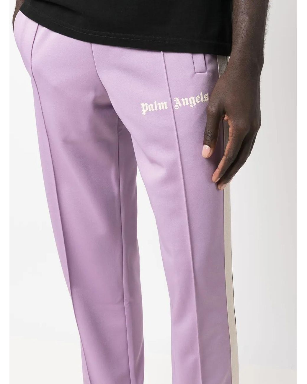 Palm Angels Purple Logo-Print Track Pants for men