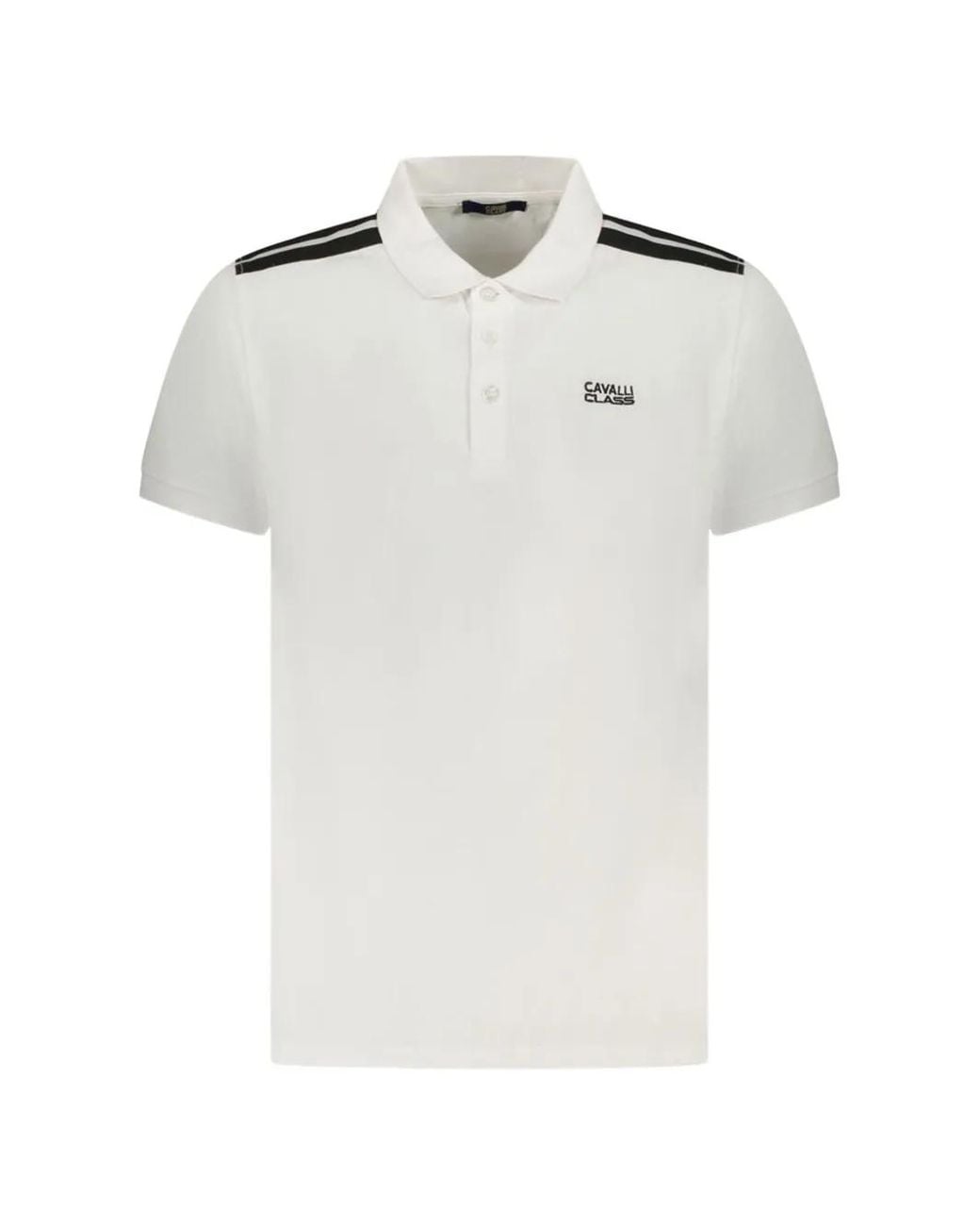 Roberto Cavalli White Logo-Print Polo Shirt for men