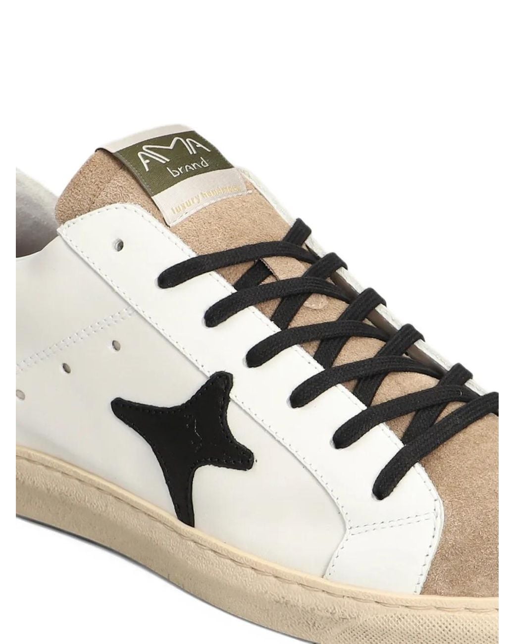 AMA BRAND Natural Star-Patch Suede-Panel Sneakers for men