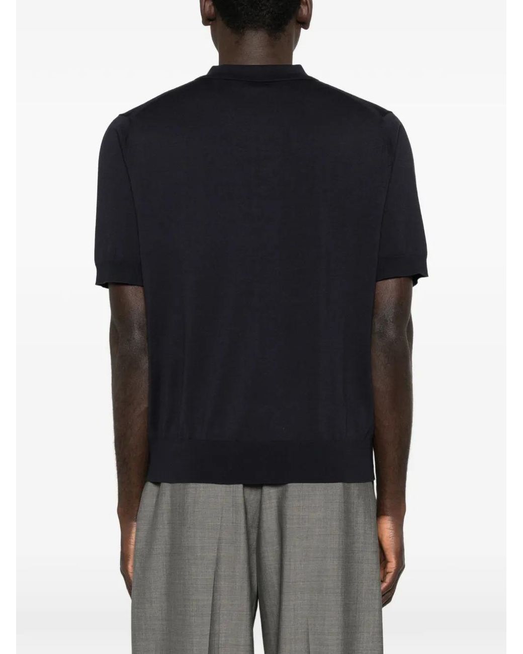 Studio Nicholson Black Polo Arieta Boutonné À Manches Courtes for men
